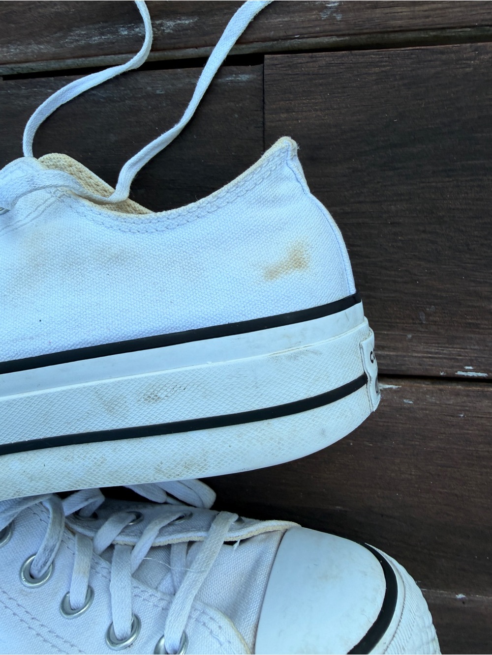 Converse White Low-Top Platform Sneakers - Picture 3 of 6
